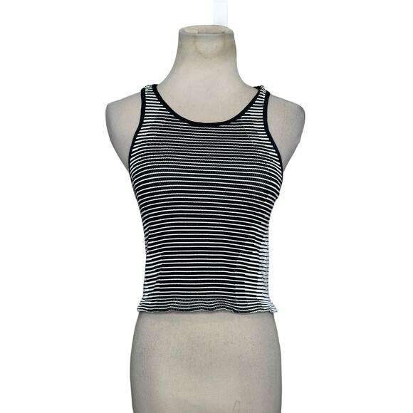 BCBGeneration black white striped fitted tank top size M/L - Picture 10 of 11